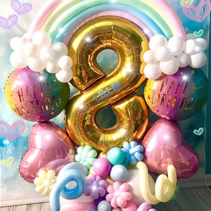 Indoor Balloon Number Rainbow Display